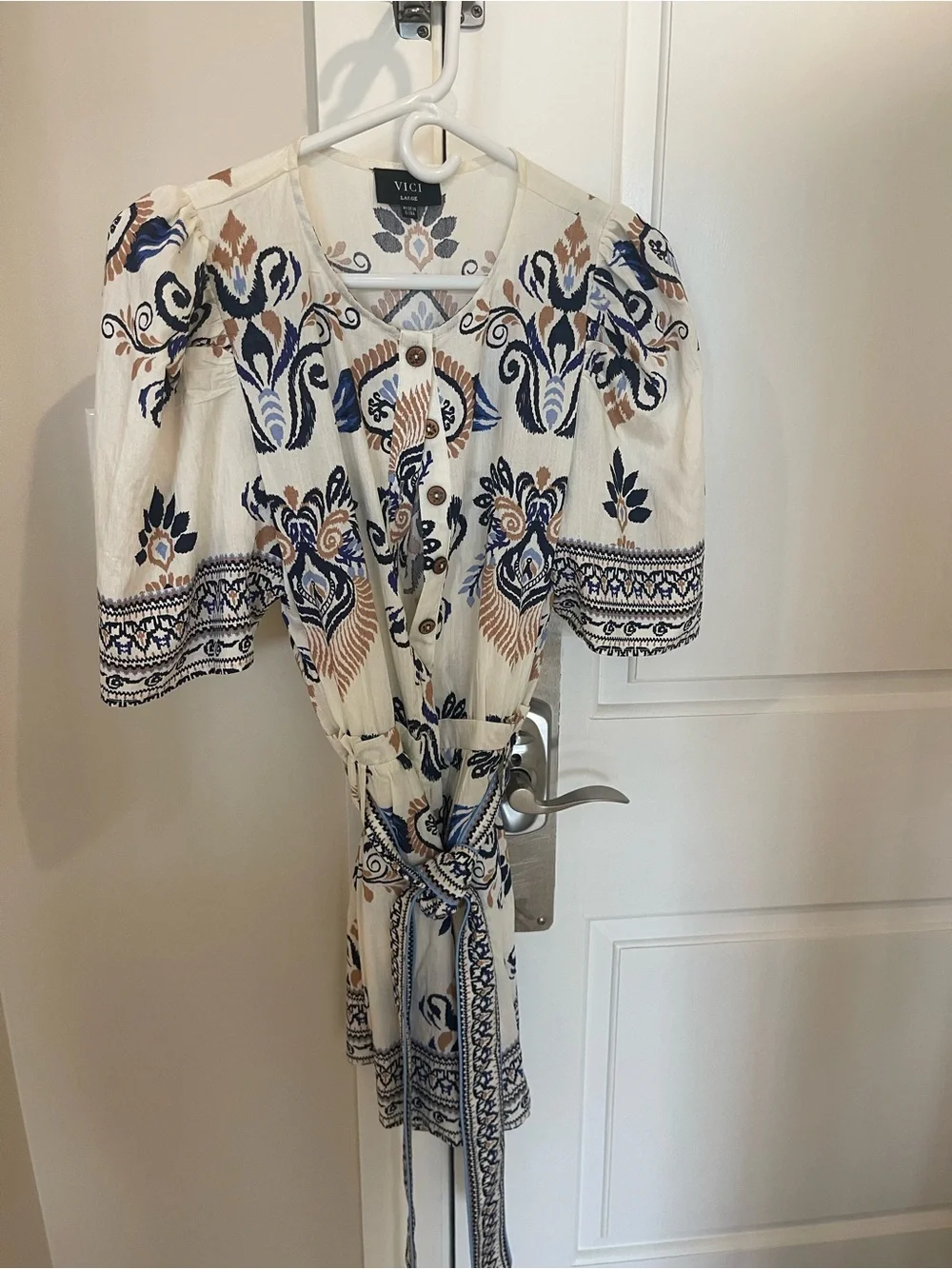 White Floral Print Tie-Waist Short Romper